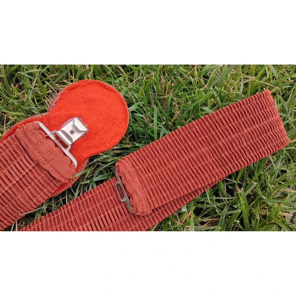 Vintage 1970s Rust Stretch Waist Belt Boho Mod Knot Buckle Wide Elastic Belt